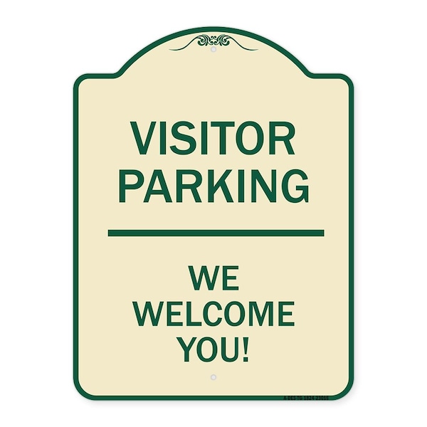 Reserved Parking Visitor Parking We Welcome You! Heavy-Gauge Aluminum Sign, 24" x 18", TG-1824-23016